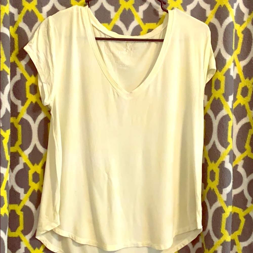 Pale yellow v-neck